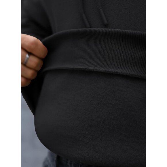 Mens Oversized Hoodies Fall Sweatshirt Winter Fleece Hooded Collar Drawstring Pu - Picture 5 of 6